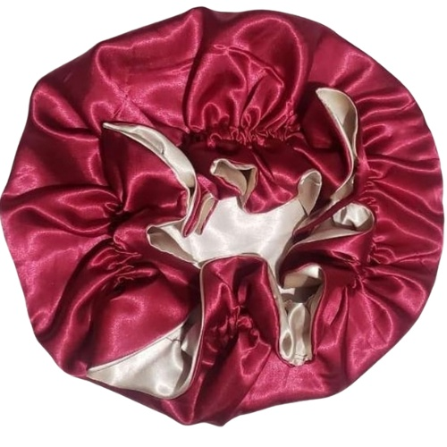 Burgundy Carnation Satin Reversible Ruffle Bonnets - BHB Wigs Plus